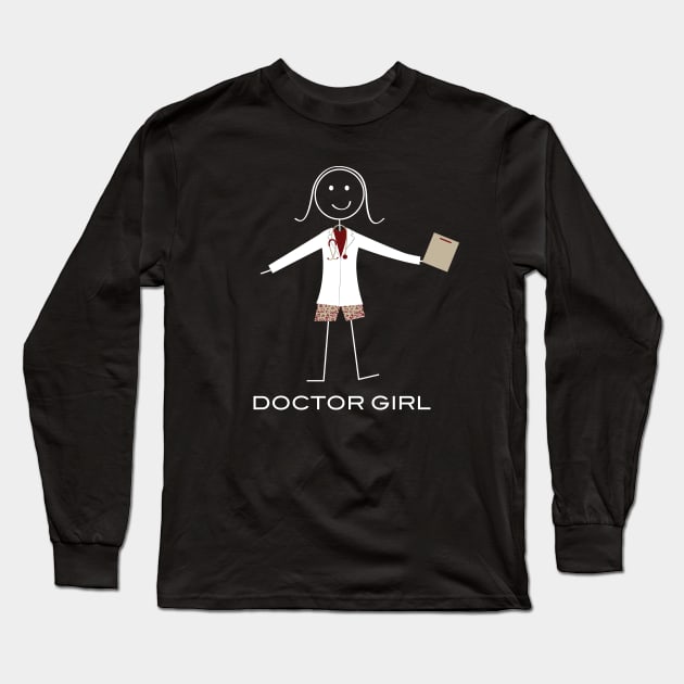 Funny Womens Doctor Girl Illustration Long Sleeve T-Shirt by whyitsme